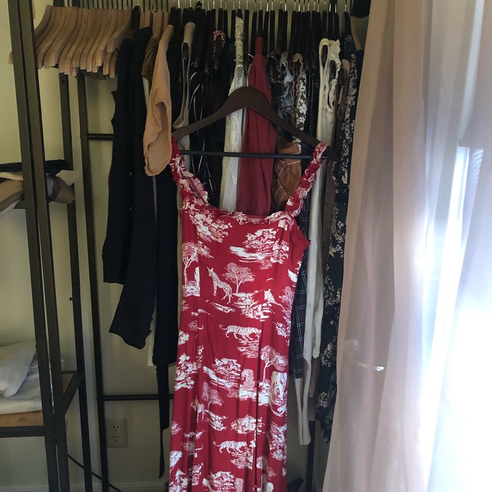 Reformation dress red long slit size 4